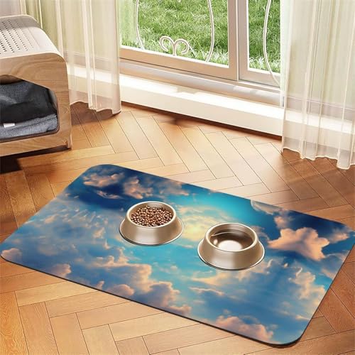 Saugfähige Futtermatte für Haustiere, 40 x 60 cm, Motiv: Wolkenhimmel, schnell trocknendes Futterunterlage/Leder-Tischset, für Hunde und Katzen, Futternapf Saugfähige Futtermatte für Haustiere, 40 x 60 cm, Motiv: Wolkenhimmel, schnell trocknendes Futterunterlage/Leder-Tischset, für Hunde und Katzen, Futternapf von LiuMng