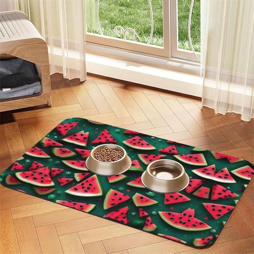 Saugfähige Futtermatte für Haustiere, 40 x 60 cm, Wassermelonen-Druck, schnell trocknendes Futter-Pad/Leder-Tischset, für Hunde und Katzen, Futternapf Saugfähige Futtermatte für Haustiere, 40 x 60 cm, Wassermelonen-Druck, schnell trocknendes Futter-Pad/Leder-Tischset, für Hunde und Katzen, Futternapf von LiuMng