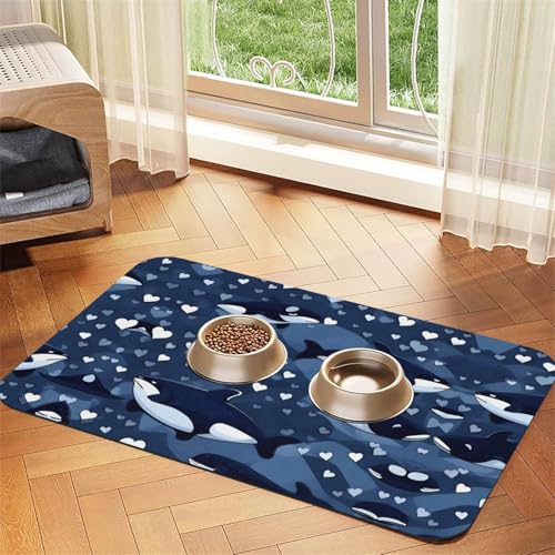 Saugfähige Futtermatte für Haustiere, 40 x 60 cm, blau, Killerwal – schnell trocknendes Futter-Pad/Leder-Tischset, für Hunde und Katzen, Futternapf, Wasser Saugfähige Futtermatte für Haustiere, 40 x 60 cm, blau, Killerwal – schnell trocknendes Futter-Pad/Leder-Tischset, für Hunde und Katzen, Futternapf, Wasser von LiuMng