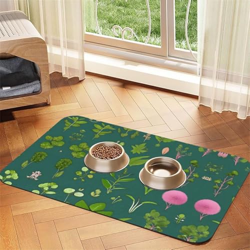 Saugfähige Futtermatte für Haustiere, 40 x 60 cm, mit Blumen- und Pflanzendruck, schnell trocknendes Futterpad/Leder-Tischset, für Hunde und Katzen, Futternapf Saugfähige Futtermatte für Haustiere, 40 x 60 cm, mit Blumen- und Pflanzendruck, schnell trocknendes Futterpad/Leder-Tischset, für Hunde und Katzen, Futternapf von LiuMng