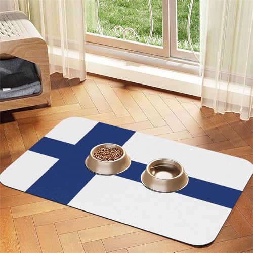 Saugfähige Futtermatte für Haustiere, 40 x 60 cm, mit finnischer Flagge, schnell trocknendes Futterunterlage/Leder-Tischset, für Hunde und Katzen, Futternapf Saugfähige Futtermatte für Haustiere, 40 x 60 cm, mit finnischer Flagge, schnell trocknendes Futterunterlage/Leder-Tischset, für Hunde und Katzen, Futternapf von LiuMng