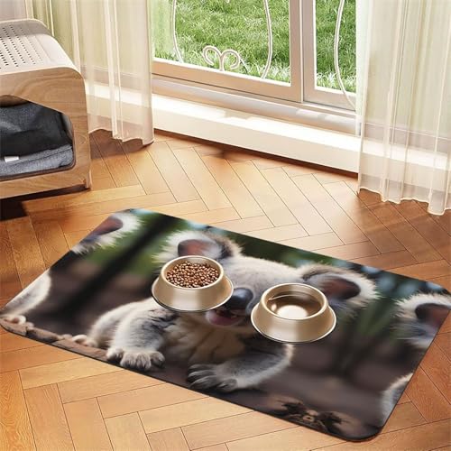 Saugfähige Futtermatte für Haustiere, 40 x 60 cm, mit niedlichem Koala-Druck, schnell trocknendes Futter-Pad/Leder-Tischset, für Hunde und Katzen, Futternapf von LiuMng