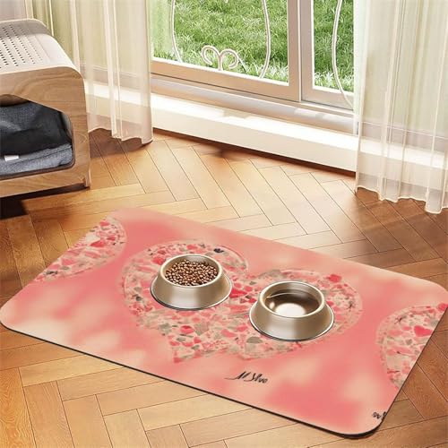 Saugfähige Futtermatte für Haustiere, 40 x 60 cm, mit rotem Herz-Blumendruck, schnell trocknendes Futterpad/Leder-Tischset, für Hunde und Katzen, Futternapf Saugfähige Futtermatte für Haustiere, 40 x 60 cm, mit rotem Herz-Blumendruck, schnell trocknendes Futterpad/Leder-Tischset, für Hunde und Katzen, Futternapf von LiuMng