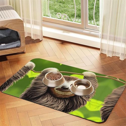 Saugfähige Futtermatte für Haustiere, 40 x 60 cm, niedlicher Faultier-Druck, schnell trocknendes Futterunterlage/Leder-Tischset, für Hunde und Katzen, Futternapf, Wasser Saugfähige Futtermatte für Haustiere, 40 x 60 cm, niedlicher Faultier-Druck, schnell trocknendes Futterunterlage/Leder-Tischset, für Hunde und Katzen, Futternapf, Wasser von LiuMng