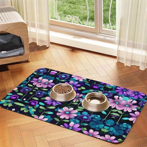 Saugfähige Futtermatte für Haustiere, 40 x 60 cm, violetter Kamelien-Druck, schnell trocknendes Futterpad/Leder-Tischset, für Hunde und Katzen, Futternapf Saugfähige Futtermatte für Haustiere, 40 x 60 cm, violetter Kamelien-Druck, schnell trocknendes Futterpad/Leder-Tischset, für Hunde und Katzen, Futternapf von LiuMng