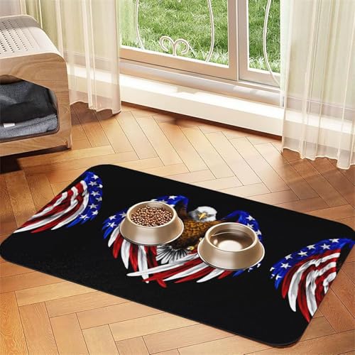 Saugfähige Futtermatte für Haustiere, Motiv: USA-Flagge, Patriotischer Adler, schnell trocknendes Futter-Pad/Leder-Tischset, für Hunde, Katzen, Futternapf, Wasser, 30 x 45 cm Saugfähige Futtermatte für Haustiere, Motiv: USA-Flagge, Patriotischer Adler, schnell trocknendes Futter-Pad/Leder-Tischset, für Hunde, Katzen, Futternapf, Wasser, 30 x 45 cm von LiuMng
