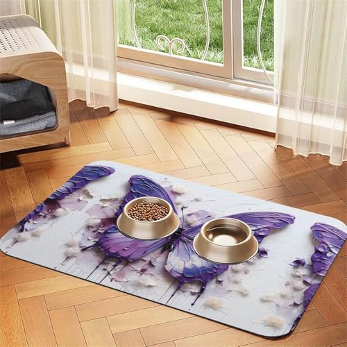 Saugfähige Futtermatte für Haustiere, Ölgemälde, Schmetterlings-Druck, schnell trocknendes Futter-Pad/Leder-Tischset, für Hunde, Katzen, Futternapf, Wasser, 30 x 45 cm Saugfähige Futtermatte für Haustiere, Ölgemälde, Schmetterlings-Druck, schnell trocknendes Futter-Pad/Leder-Tischset, für Hunde, Katzen, Futternapf, Wasser, 30 x 45 cm von LiuMng