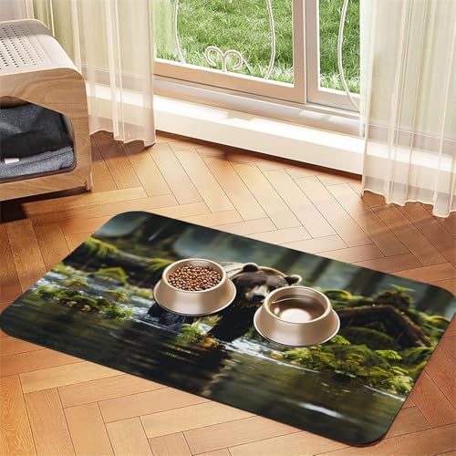 Saugfähige Futtermatte für Hunde, Katzen, 30 x 45 cm, brauner Bären-Aufdruck, schnell trocknendes Futter-Pad/Leder-Tischset, für Futternapf und Wasser Saugfähige Futtermatte für Hunde, Katzen, 30 x 45 cm, brauner Bären-Aufdruck, schnell trocknendes Futter-Pad/Leder-Tischset, für Futternapf und Wasser von LiuMng