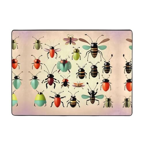 Teppich, Cartoon-Motiv, kleine Insekten, 203,2 x 147,3 cm, große Fläche, Flanellstoff, Fußmatte für Schlafzimmer, Büro, Badezimmer Teppich, Cartoon-Motiv, kleine Insekten, 203,2 x 147,3 cm, große Fläche, Flanellstoff, Fußmatte für Schlafzimmer, Büro, Badezimmer von LiuMng
