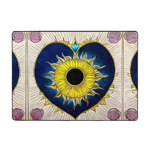 Teppich, Motiv: Cartoon-Herz, Sonne, 203,2 x 147,3 cm, große Fläche, Flanellstoff, Fußmatte für Schlafzimmer, Büro, Badezimmer Teppich, Motiv: Cartoon-Herz, Sonne, 203,2 x 147,3 cm, große Fläche, Flanellstoff, Fußmatte für Schlafzimmer, Büro, Badezimmer von LiuMng