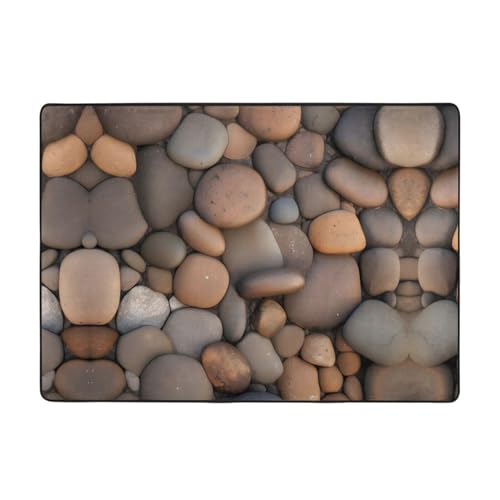 Teppich, Motiv: Kieselsteine im Strand, 203,2 x 147,3 cm, große Fläche, Flanellstoff, Fußmatte für Schlafzimmer, Büro, Badezimmer von LiuMng