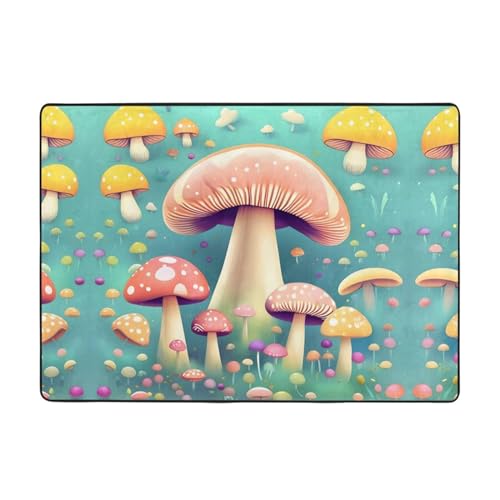 Teppich, Motiv: Pretty Little Pilze, 203,2 x 147,3 cm, große Fläche, Flanellstoff, Fußmatte für Schlafzimmer, Büro, Badezimmer von LiuMng