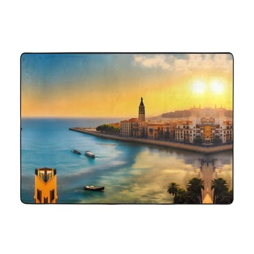 Teppich, Motiv: Sonnenuntergang in Barcelona, 203,2 x 147,3 cm, große Fläche, Flanellstoff, Fußmatte für Schlafzimmer, Büro, Badezimmer Teppich, Motiv: Sonnenuntergang in Barcelona, 203,2 x 147,3 cm, große Fläche, Flanellstoff, Fußmatte für Schlafzimmer, Büro, Badezimmer von LiuMng