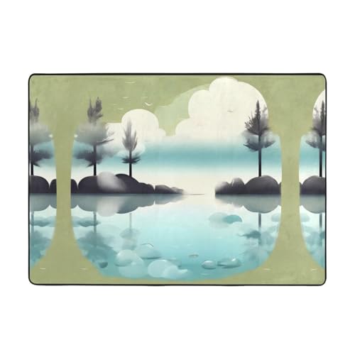 Teppich, Motiv: Tranquil Lakes Print, 203,2 x 147,3 cm, große Fläche, Flanellstoff, Fußmatte für Schlafzimmer, Büro, Badezimmer Teppich, Motiv: Tranquil Lakes Print, 203,2 x 147,3 cm, große Fläche, Flanellstoff, Fußmatte für Schlafzimmer, Büro, Badezimmer von LiuMng