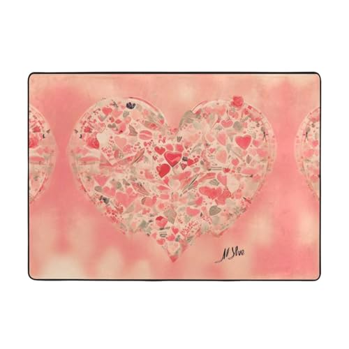 Teppich, Motiv: rote Herzen, Blumen, 203,2 x 147,3 cm, große Fläche, Flanellstoff, Fußmatte für Schlafzimmer, Büro, Badezimmer Teppich, Motiv: rote Herzen, Blumen, 203,2 x 147,3 cm, große Fläche, Flanellstoff, Fußmatte für Schlafzimmer, Büro, Badezimmer von LiuMng