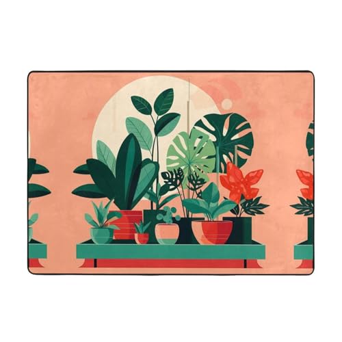 Teppich für den Innenbereich, mit grünen Pflanzen, 203,2 x 147,3 cm, große Fläche, Flanellstoff, Fußmatte für Schlafzimmer, Büro, Badezimmer Teppich für den Innenbereich, mit grünen Pflanzen, 203,2 x 147,3 cm, große Fläche, Flanellstoff, Fußmatte für Schlafzimmer, Büro, Badezimmer von LiuMng