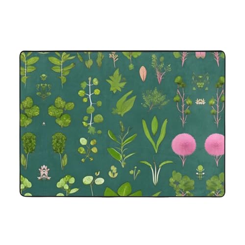 Teppich mit Blumen- und Pflanzendruck, 203,2 x 147,3 cm, große Fläche, Flanellstoff, Fußmatte für Schlafzimmer, Büro, Badezimmer Teppich mit Blumen- und Pflanzendruck, 203,2 x 147,3 cm, große Fläche, Flanellstoff, Fußmatte für Schlafzimmer, Büro, Badezimmer von LiuMng