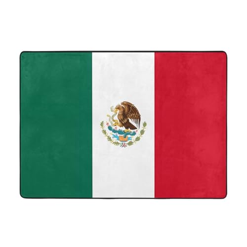 Teppich mit Flagge von Mexiko, 203,2 x 147,3 cm, große Fläche, Flanellstoff, Fußmatte für Schlafzimmer, Büro, Badezimmer Teppich mit Flagge von Mexiko, 203,2 x 147,3 cm, große Fläche, Flanellstoff, Fußmatte für Schlafzimmer, Büro, Badezimmer von LiuMng
