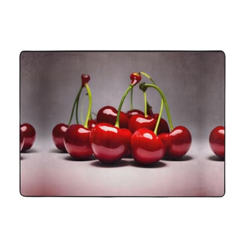 Teppich mit chilenischen Kirschen, 203,2 x 147,3 cm, große Fläche, Flanellstoff, Fußmatte für Schlafzimmer, Büro, Badezimmer von LiuMng