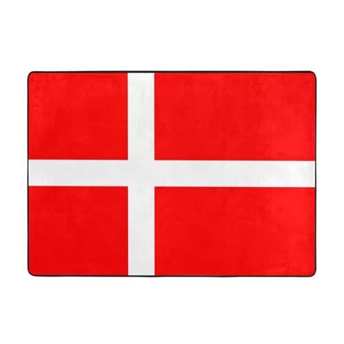 Teppich mit dänischer Flagge von Dänemark, 203,2 x 147,3 cm, große Fläche, Flanellstoff, Fußmatte für Schlafzimmer, Büro, Badezimmer Teppich mit dänischer Flagge von Dänemark, 203,2 x 147,3 cm, große Fläche, Flanellstoff, Fußmatte für Schlafzimmer, Büro, Badezimmer von LiuMng