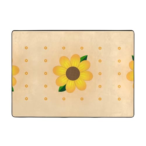 Teppich mit goldenem Sonnenblumen-Druck, 203,2 x 147,3 cm, große Fläche, Flanellstoff, Fußmatte für Schlafzimmer, Büro, Badezimmer von LiuMng