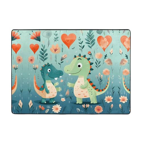 Teppich mit niedlichem kleinen Dinosaurier-Babydruck, 203,2 x 147,3 cm, große Fläche, Flanellstoff, Fußmatte für Schlafzimmer, Büro, Badezimmer Teppich mit niedlichem kleinen Dinosaurier-Babydruck, 203,2 x 147,3 cm, große Fläche, Flanellstoff, Fußmatte für Schlafzimmer, Büro, Badezimmer von LiuMng