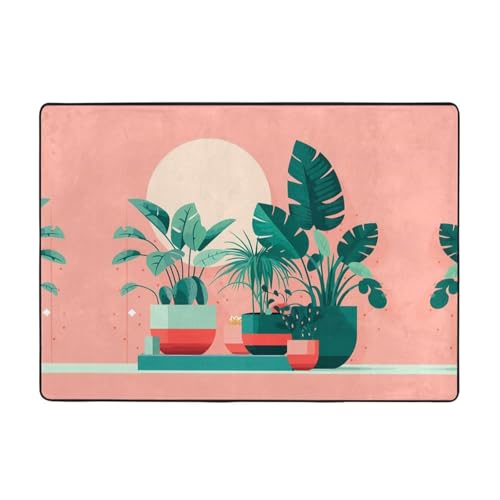 Teppich mit schönen grünen Pflanzen, 203,2 x 147,3 cm, große Fläche, Flanellstoff, Fußmatte für Schlafzimmer, Büro, Badezimmer Teppich mit schönen grünen Pflanzen, 203,2 x 147,3 cm, große Fläche, Flanellstoff, Fußmatte für Schlafzimmer, Büro, Badezimmer von LiuMng