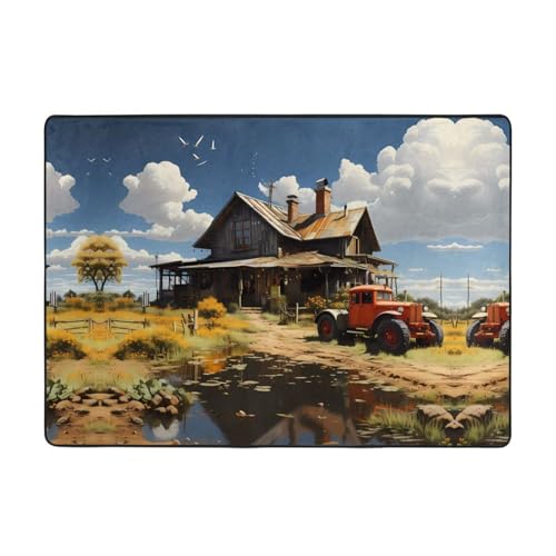 Texas-Teppich mit Traktor-Druck, 203,2 x 147,3 cm, große Fläche, Flanellstoff, Fußmatte für Schlafzimmer, Büro, Badezimmer Texas-Teppich mit Traktor-Druck, 203,2 x 147,3 cm, große Fläche, Flanellstoff, Fußmatte für Schlafzimmer, Büro, Badezimmer von LiuMng