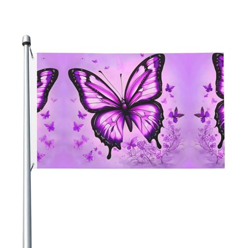 Violette Schmetterlings-Flaggen, 90 x 150 cm, farbecht, für Innen- und Außenbereich, mit Metallösen, für Zuhause, Urlaubsdekoration Violette Schmetterlings-Flaggen, 90 x 150 cm, farbecht, für Innen- und Außenbereich, mit Metallösen, für Zuhause, Urlaubsdekoration von LiuMng