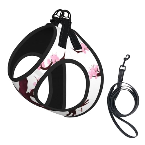 Weiches Haustiergeschirr und Leine, Set mit Kirschblüten-Baum-Druck, verstellbares Netzgewebe, Welpengeschirr für kleine, kleine, große Hunde und Katzen Weiches Haustiergeschirr und Leine, Set mit Kirschblüten-Baum-Druck, verstellbares Netzgewebe, Welpengeschirr für kleine, kleine, große Hunde und Katzen von LiuMng