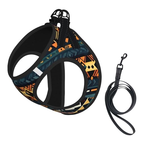 Weiches Haustiergeschirr und Leine, afrikanisches Tribal-Design, ethnische Textur, verstellbar, Netzgewebe, Welpengeschirr für kleine, kleine, große Hunde und Katzen Weiches Haustiergeschirr und Leine, afrikanisches Tribal-Design, ethnische Textur, verstellbar, Netzgewebe, Welpengeschirr für kleine, kleine, große Hunde und Katzen von LiuMng