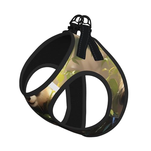 Weiches Haustiergeschirr und Leine, süßes Panda-Pflanzendruck, verstellbares Netzgewebe, Welpengeschirr für kleine, mittelgroße und große Hunde und Katzen von LiuMng