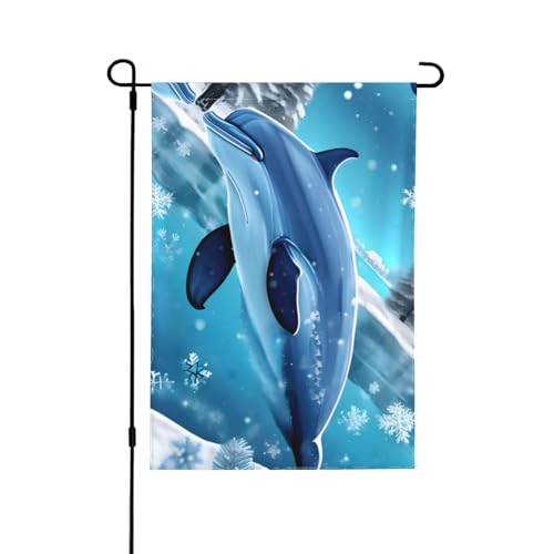 Winter-Delfin-Druck, doppelseitige Gartenflagge – farbecht, Feiertagsbanner für Hofdekoration, Willkommensschild, 31,8 x 45,7 cm Winter-Delfin-Druck, doppelseitige Gartenflagge – farbecht, Feiertagsbanner für Hofdekoration, Willkommensschild, 31,8 x 45,7 cm von LiuMng
