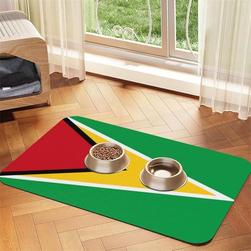 saugfähige Leder-Tischdecke mit Flagge von Guyana, rutschfeste Futtermatte, für Futternapf und Wasser, 30 x 45 cm von LiuMng