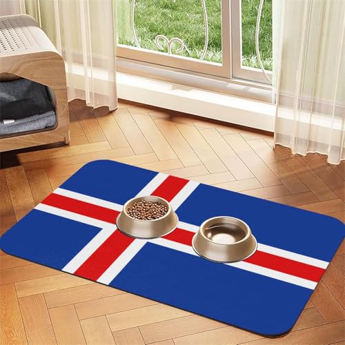 saugfähige Leder-Tischdecke mit Flagge von Island, rutschfeste Futtermatte, für Futternapf und Wasser, 30 x 45 cm saugfähige Leder-Tischdecke mit Flagge von Island, rutschfeste Futtermatte, für Futternapf und Wasser, 30 x 45 cm von LiuMng