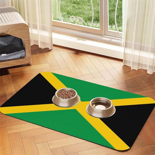 saugfähige Leder-Tischdecke mit Flagge von Jamaika, rutschfeste Futtermatte, für Futternapf und Wasser, 40 x 60 cm saugfähige Leder-Tischdecke mit Flagge von Jamaika, rutschfeste Futtermatte, für Futternapf und Wasser, 40 x 60 cm von LiuMng