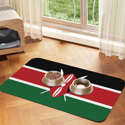 saugfähige Leder-Tischdecke mit Flagge von Kenia, rutschfeste Futtermatte, für Futternapf und Wasser, 30 x 45 cm saugfähige Leder-Tischdecke mit Flagge von Kenia, rutschfeste Futtermatte, für Futternapf und Wasser, 30 x 45 cm von LiuMng