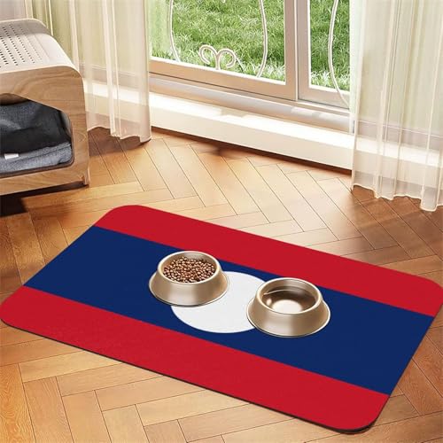 saugfähige Leder-Tischdecke mit Flagge von Laos, rutschfeste Futtermatte, für Futternapf und Wasser, 40 x 60 cm saugfähige Leder-Tischdecke mit Flagge von Laos, rutschfeste Futtermatte, für Futternapf und Wasser, 40 x 60 cm von LiuMng
