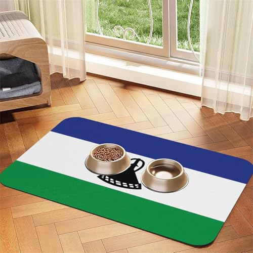 saugfähige Leder-Tischdecke mit Flagge von Lesotho – rutschfeste Futtermatte für Hunde und Katzen, Futternapf und Wasser-Tischset, 30 x 45 cm saugfähige Leder-Tischdecke mit Flagge von Lesotho – rutschfeste Futtermatte für Hunde und Katzen, Futternapf und Wasser-Tischset, 30 x 45 cm von LiuMng