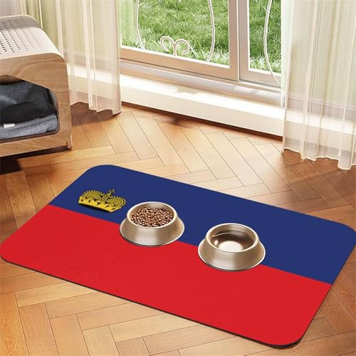 saugfähige Leder-Tischdecke mit Flagge von Liechtenstein, rutschfeste Futtermatte, für Futternapf und Wasser, 40 x 60 cm von LiuMng