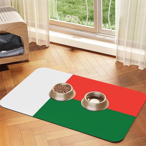 saugfähige Leder-Tischdecke mit Flagge von Madagaskar, rutschfeste Futtermatte, für Futternapf und Wasser, 30 x 45 cm von LiuMng