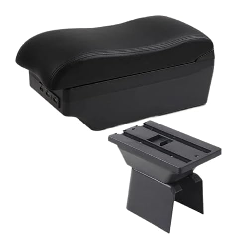 Auto Armlehne Box für Ford Fusion 2002-2012 Fiesta Mk5 2002-2008,Leder Mittelarmlehne Schutzhülle Matte wasserdichte Bequem Auto Decor Zubehör,E-B2 Black Line 3usb von LiuROSE