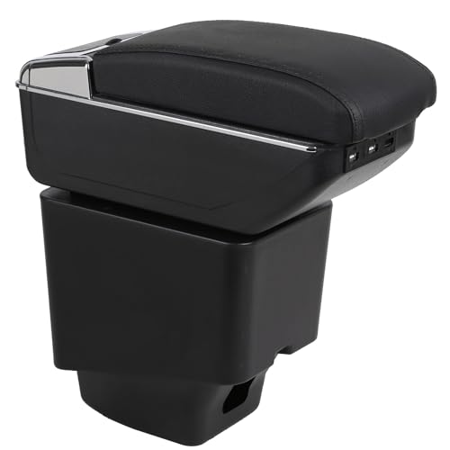 LiuROSE Auto Armlehne Box für Captur 2018-2022,Leder Mittelarmlehne Schutzhülle Matte wasserdichte Bequem Auto Decor Zubehör,C-with 7×USB-Black line von LiuROSE