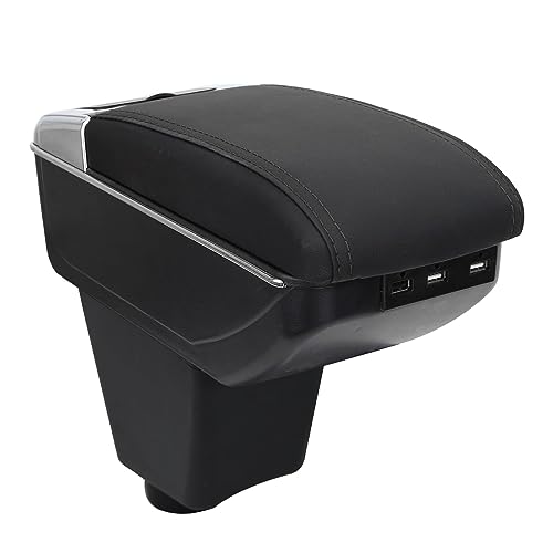 LiuROSE Auto Armlehne Box für Clio 4 Clio 3 III IV,Leder Mittelarmlehne Schutzhülle Matte wasserdichte Bequem Auto Decor Zubehör,C-with 7×USB-Black line von LiuROSE
