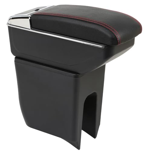 LiuROSE Auto Armlehne Box für Dacia Spring/Spring Electric/K-ZE,Leder Mittelarmlehne Schutzhülle Matte wasserdichte Bequem Auto Decor Zubehör,G-NO USB-Red line von LiuROSE