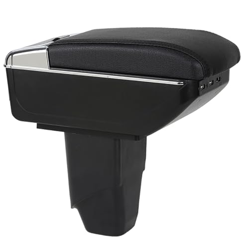 LiuROSE Auto Armlehne Box für Peugeot 206,Leder Mittelarmlehne Schutzhülle Matte wasserdichte Bequem Auto Decor Zubehör,C-with 7×USB-Black line von LiuROSE