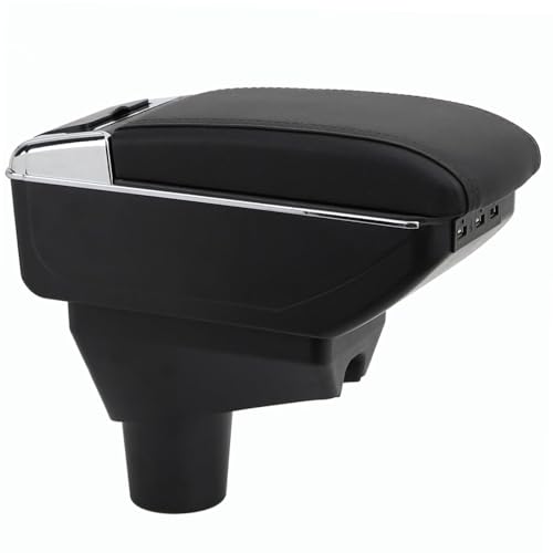 LiuROSE Auto Armlehne Box für Toyota Aygo X 2021-2024,Leder Mittelarmlehne Schutzhülle Matte wasserdichte Bequem Auto Decor Zubehör,C-with 7×USB-Black line von LiuROSE