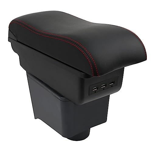 LiuROSE Auto Armlehne Box für VW Polo Mk5 6R Vento 2002-2009,Leder Mittelarmlehne Schutzhülle Matte wasserdichte Bequem Auto Decor Zubehör,B-3×USB Curved-Red line LiuROSE Auto Armlehne Box für VW Polo Mk5 6R Vento 2002-2009,Leder Mittelarmlehne Schutzhülle Matte wasserdichte Bequem Auto Decor Zubehör,B-3×USB Curved-Red line von LiuROSE