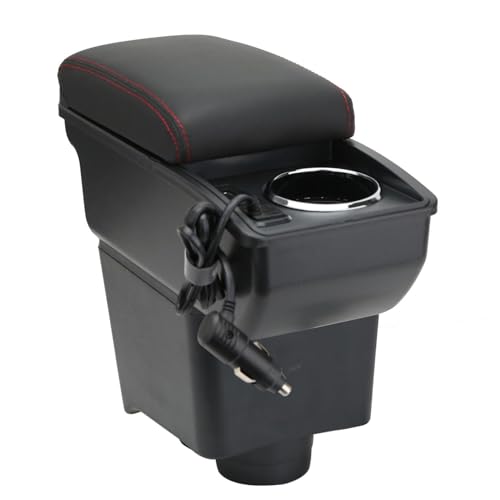LiuROSE Auto Armlehne Box für VW Polo Mk5 6R Vento 2002-2009,Leder Mittelarmlehne Schutzhülle Matte wasserdichte Bequem Auto Decor Zubehör,E-with Quick Charging Plug-Red line LiuROSE Auto Armlehne Box für VW Polo Mk5 6R Vento 2002-2009,Leder Mittelarmlehne Schutzhülle Matte wasserdichte Bequem Auto Decor Zubehör,E-with Quick Charging Plug-Red line von LiuROSE
