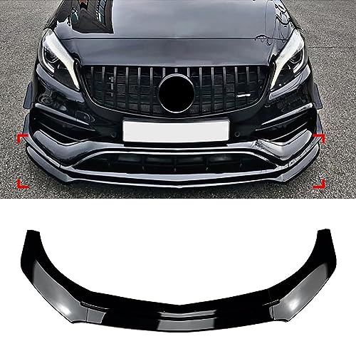 LiuROSE Auto Frontspoiler für Mercedes Benz A Klasse W176 A200 A260 A45 AMG 2013-2018,Auto Frontstoßflosse Spoiler Canards Lippe Vorne Unten Stoßstangen Protector,A-Glossy Black von LiuROSE
